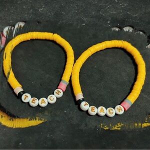 Yellow Teacher Gift Beaded Bracelet